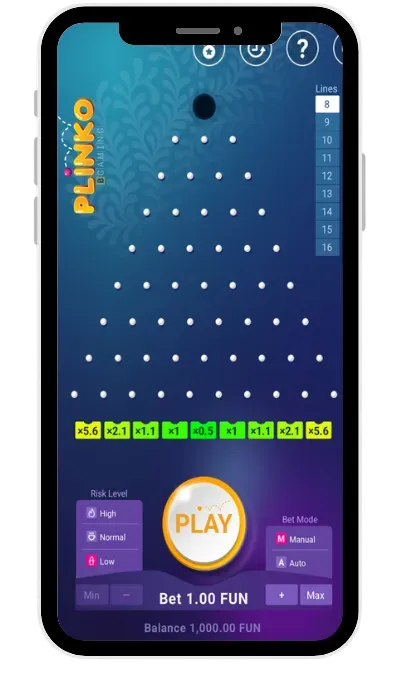 Open the official Plinko game from BGaming